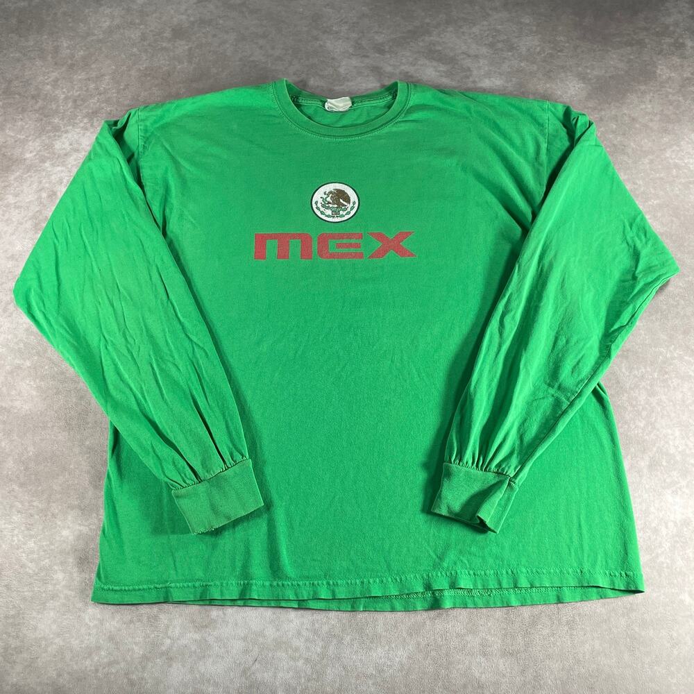 Vintage Y2k Mexico Futbol Soccer Team LS T-shirt XL FIFA 90s 00s Athletic Sports